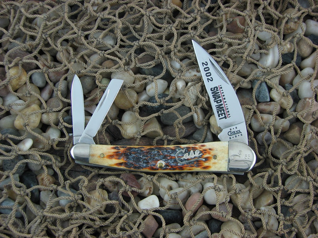 Case Cutlery 2002 Burnt Antique Jig Bone Seahorse Whittler with TruSharp steel 6355