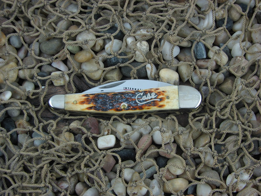 Case Cutlery 2002 Burnt Antique Jig Bone Seahorse Whittler with TruSharp steel 6355