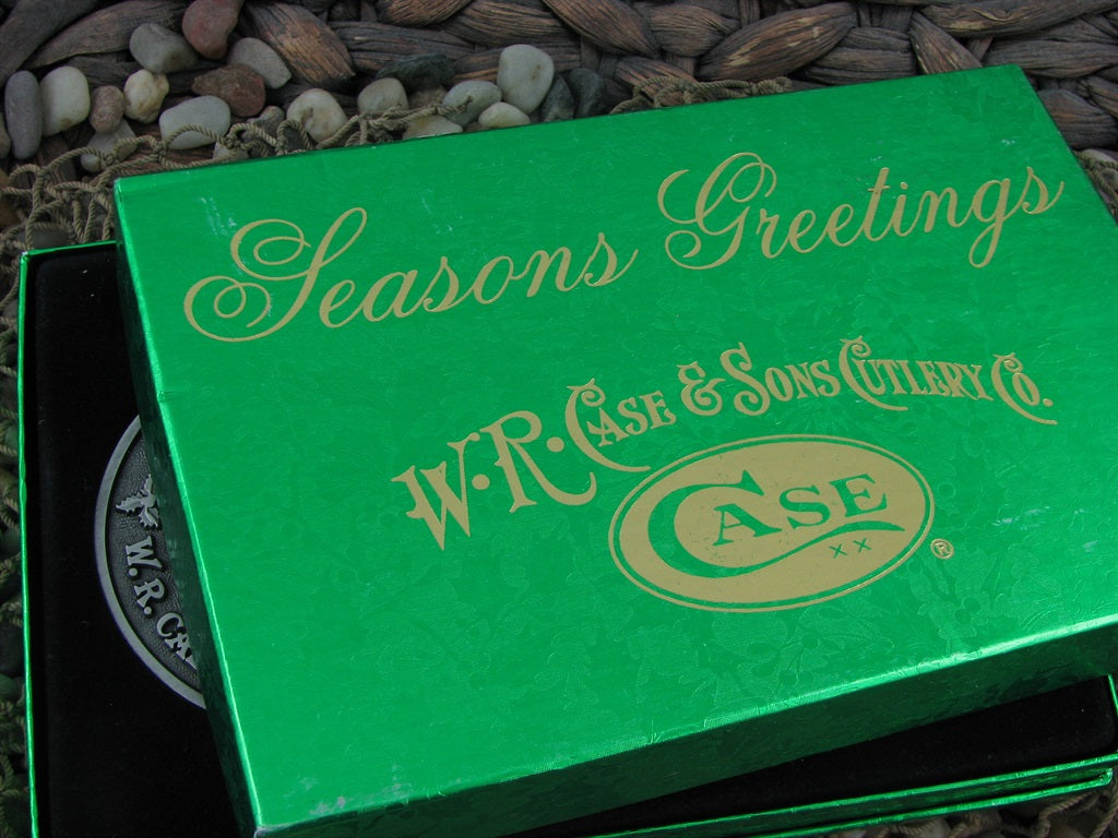 Case Cutlery Seasons Greetings 1996 Red Jigged Bone Canoe with TruSharp steel 62131 Mint