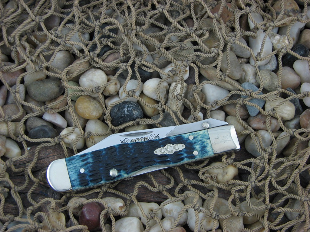 Case Collectors Club 2005 Mediterranean Blue Bone Cheetah Cub with TruSharp steel 611 1/2 07507
