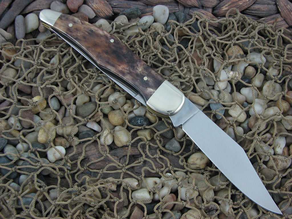 Boker Cutlery German Brown Appaloosa Bone Folding Hunter with Carbon steel Model 2020 112020BK