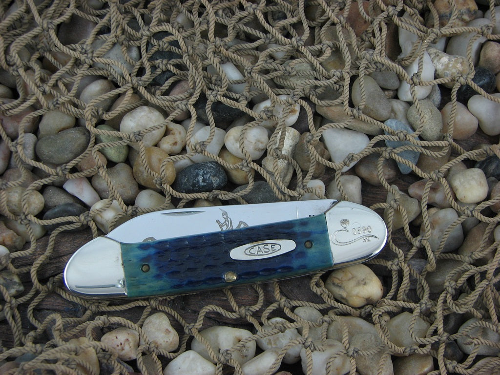 Case Cutlery 1989/1990 Transition Blue Jigged Bone Canoe with TruSharp steel 62131