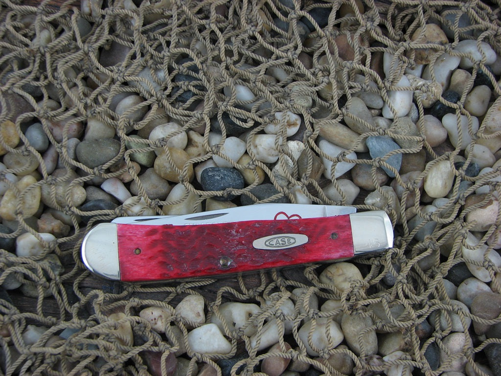 Case Cutlery 1991 Heart of Dixie Dark Red Bone Trapper with TruSharp steel 6254