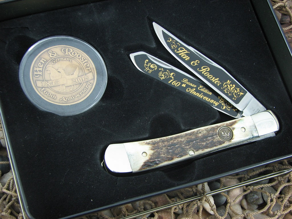 Hen & Rooster Cutlery 2005 Deer Stag Trapper with Stainless steel Model 312DS 