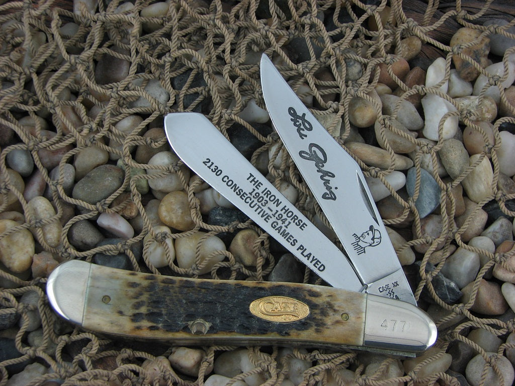 Case Cutlery 1989 Lou Gehrig Green Jigged Bone Dogleg Trapper with TruSharp steel G6240