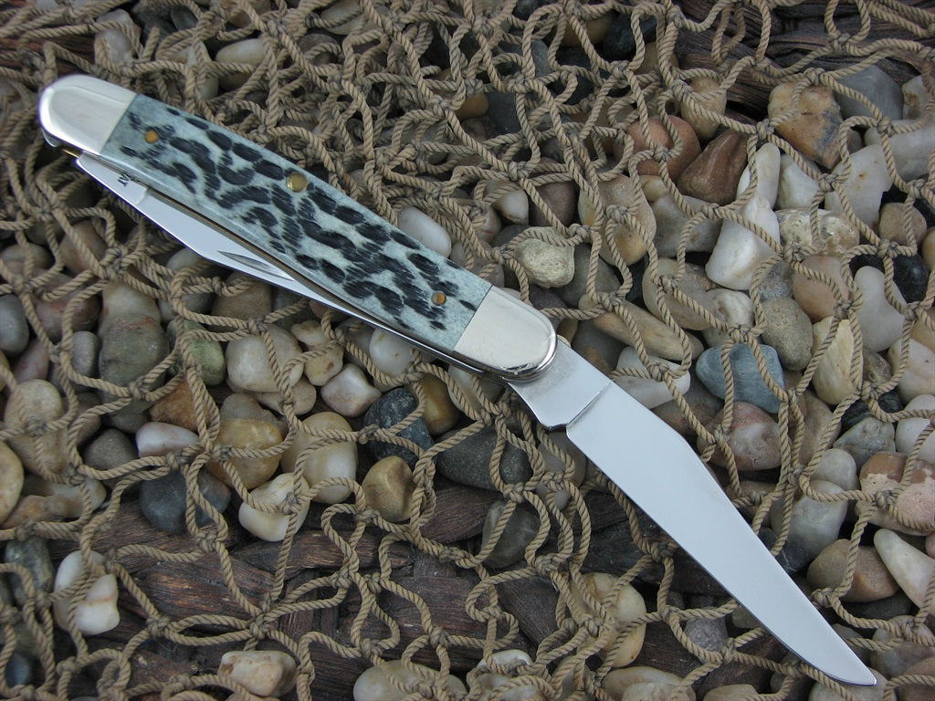 Case XX 2001 Black Pocketworn Bone Muskrat with TruSharp steel  03555