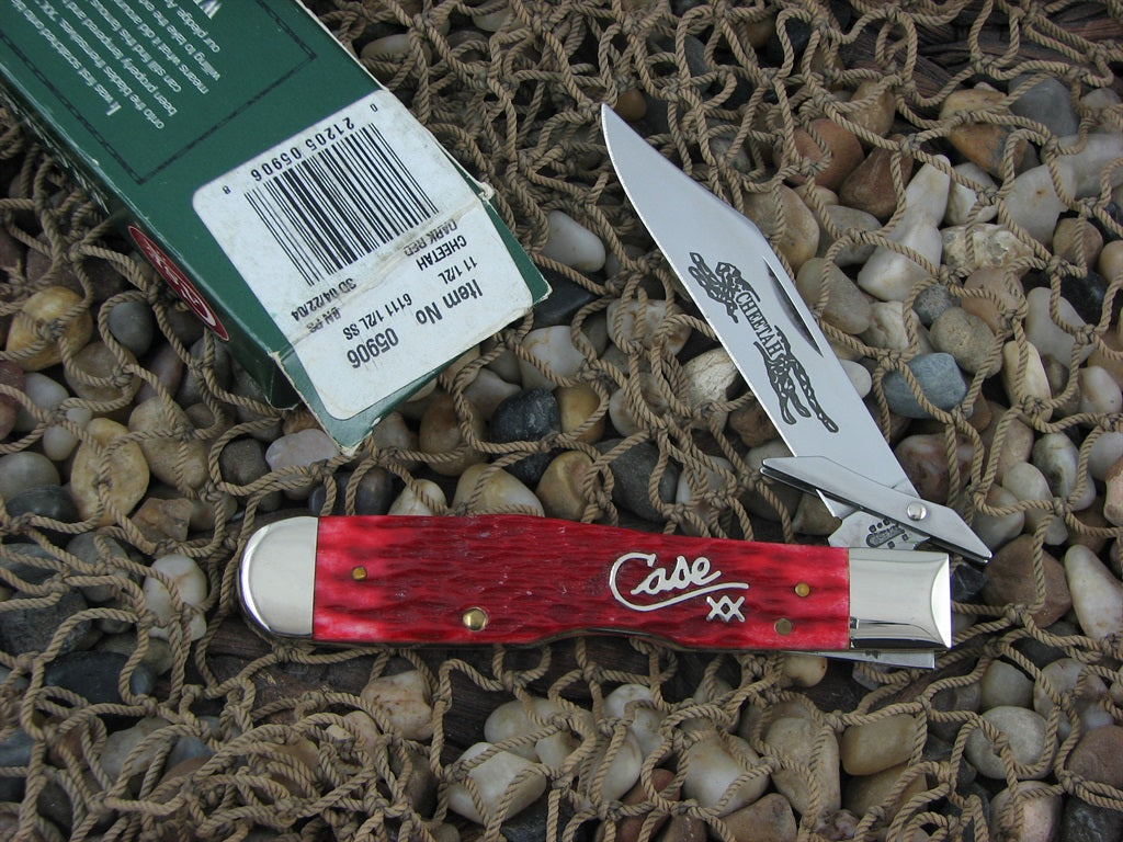 Case XX 2004 Dark Red Bone Silver Script Cheetah with TruSharp steel 6111.5L 05906