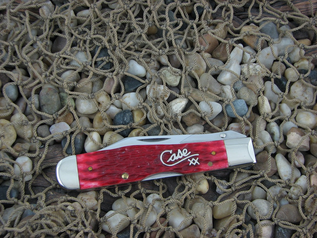Case XX 2004 Dark Red Bone Silver Script Cheetah with TruSharp steel 6111.5L 05906