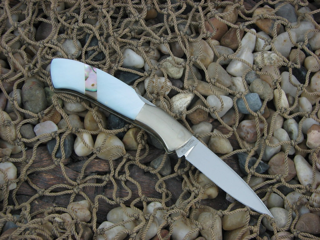 Browning Japan Pearl and Abalone Lockback with Stainless steel Model 308