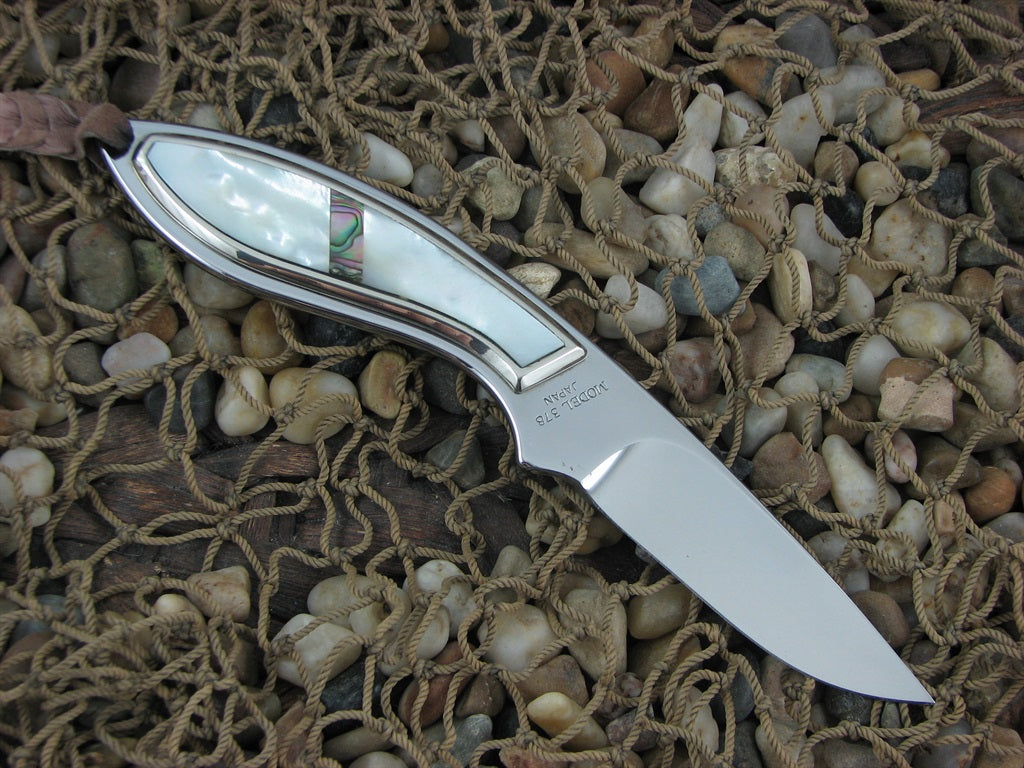 Browning Tak Fukuta Fixed Blade Model 378 Polished Stainless Pearl and Abalone