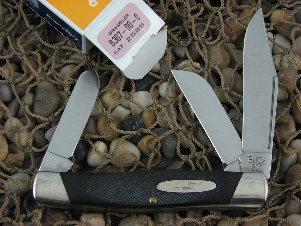 Buck Knives  Black Composite Stockman 307 with Stainless steel Wrangler B307