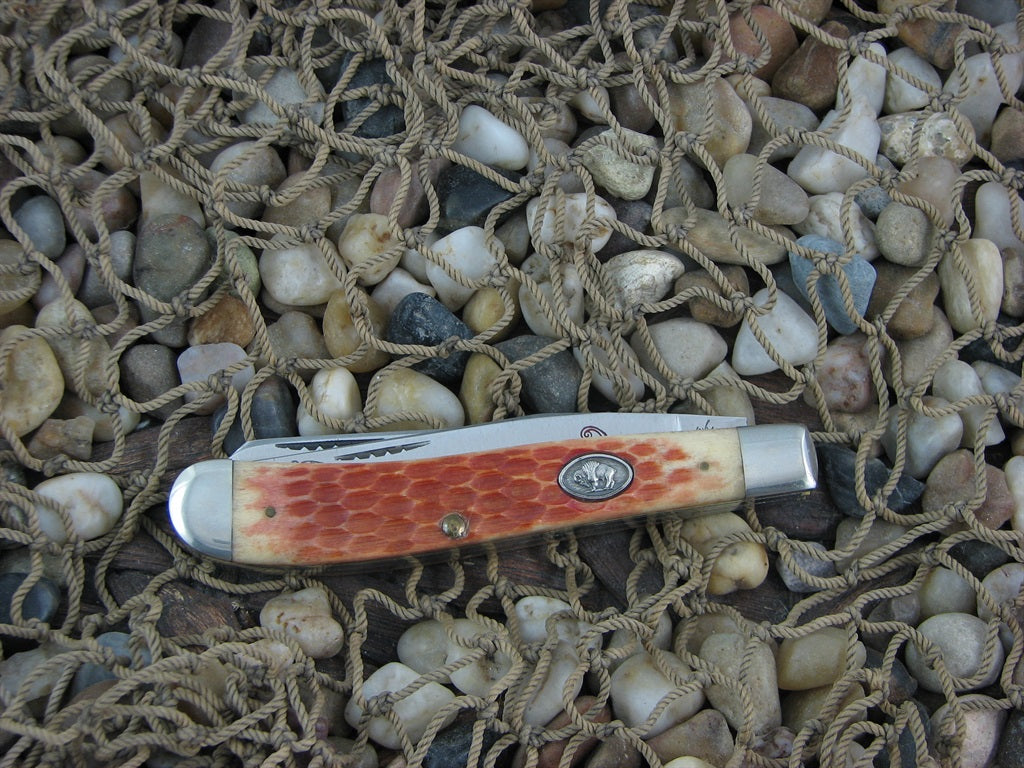 Cripple Creek 1985 Tan Bone Trapper with Carbon steel Model Half Breed