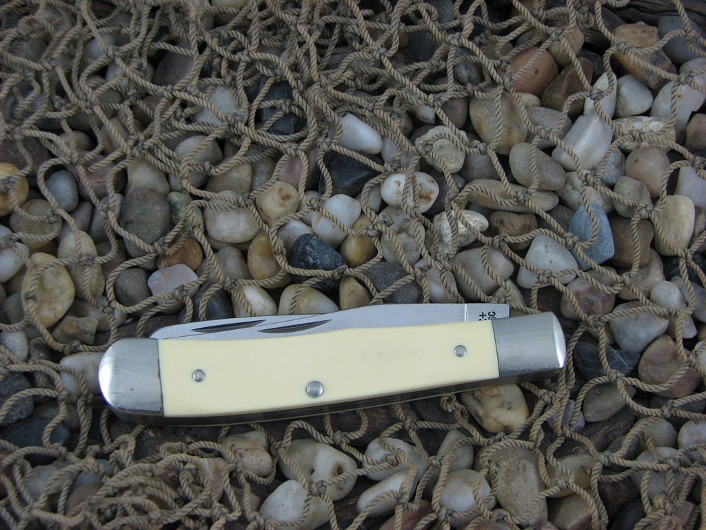 Schrade USA  White Delrin Trapper with Stainless steel Model 296