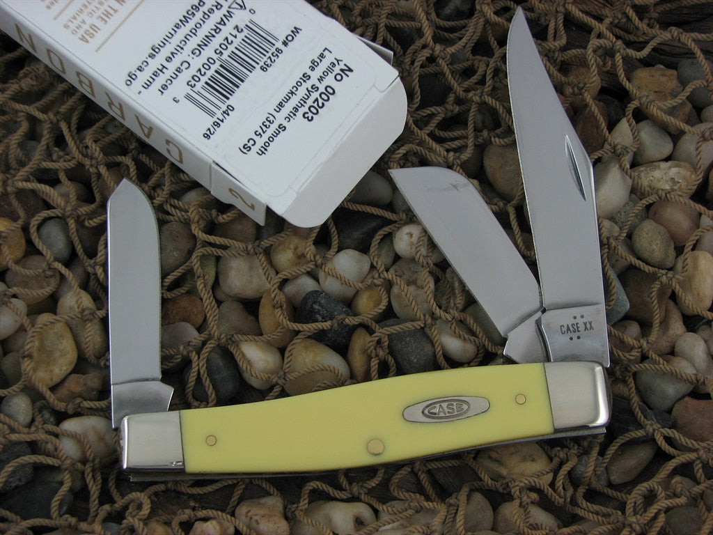 W.R. Case  Yellow Delrin Large Stockman with Carbon steel 3375 00203