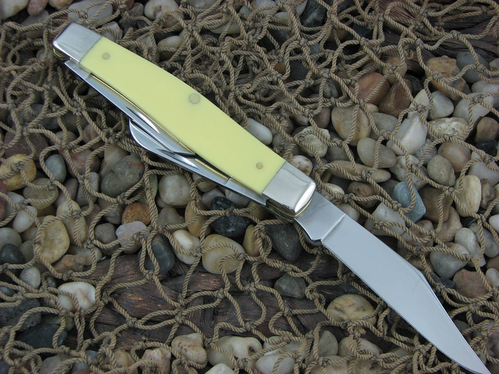 W.R. Case  Yellow Delrin Large Stockman with Carbon steel 3375 00203