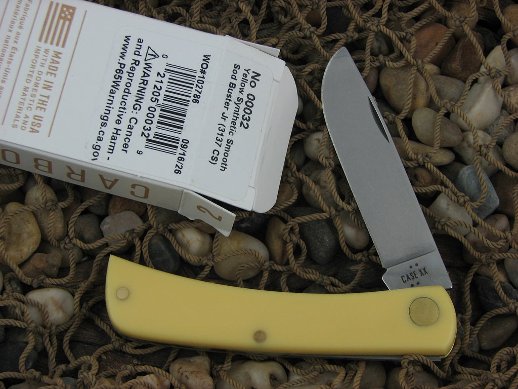 W.R. Case  Yellow Delrin Sodbuster Jr with Carbon steel 3137 00032