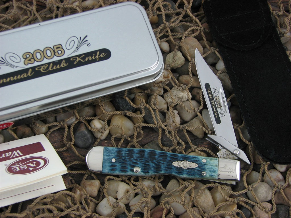 Case Collectors Club 2005 Mediterranean Blue Bone Cheetah Cub with TruSharp steel 611 1/2 07507