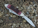 Case Cutlery 2002 Cranberry Bone Silver Script 5 Blade Sowbelly TruSharp 6539