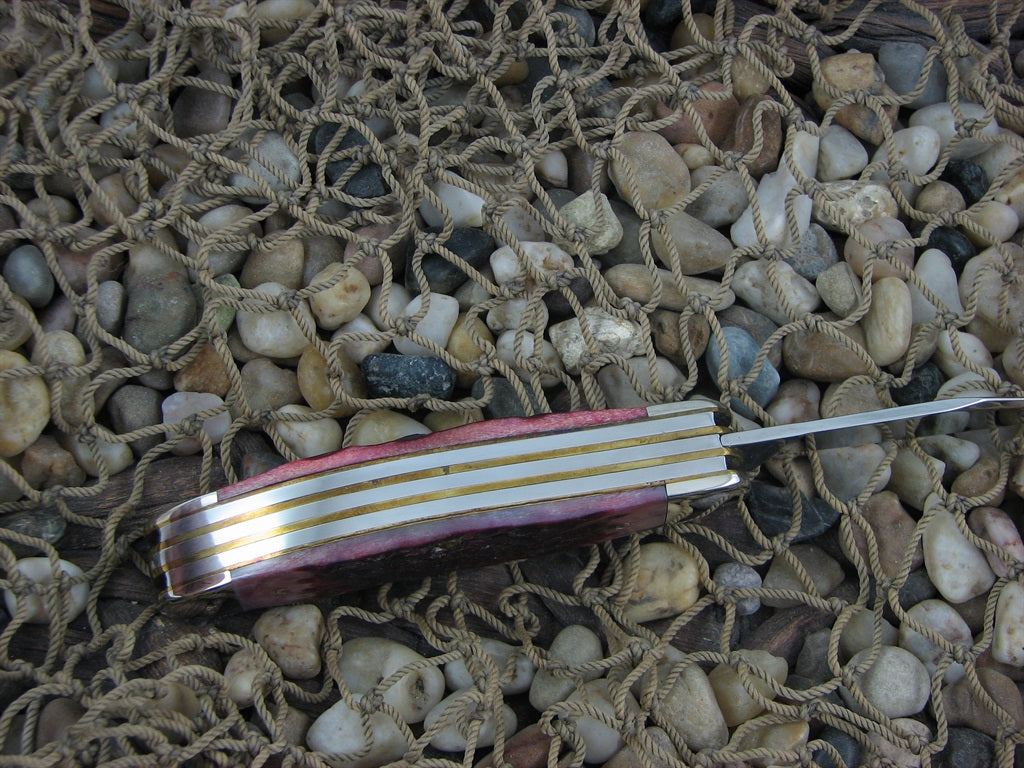 Case Cutlery 2002 Cranberry Bone Silver Script 5 Blade Sowbelly TruSharp 6539