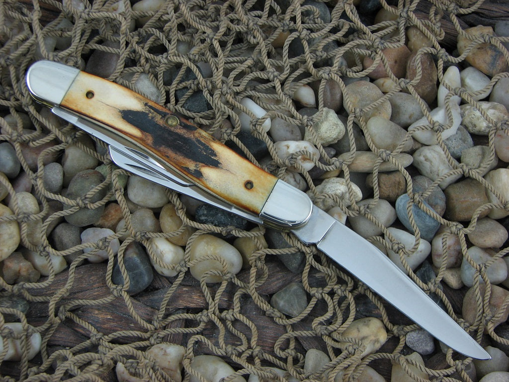 Case Cutlery 1995 Merry Christmas Burnt Stag Stockman with TruSharp steel 5318