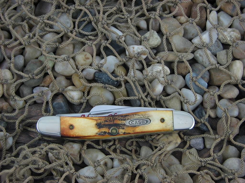Case Cutlery 1995 Merry Christmas Burnt Stag Stockman with TruSharp steel 5318