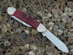 Case Cutlery 1997 Red Pocketworn Bone Canoe with TruSharp steel 62131