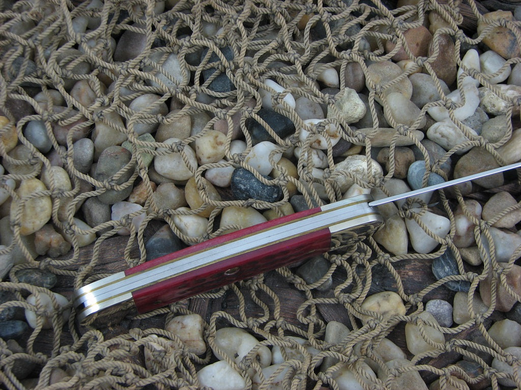 Case Cutlery 1997 Red Pocketworn Bone Canoe with TruSharp steel 62131