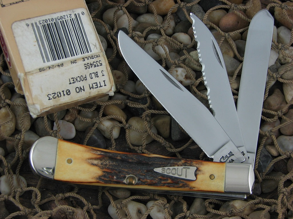 Case Knives 1998 Burnt Stag Trapper with TruSharp steel 5354 01023