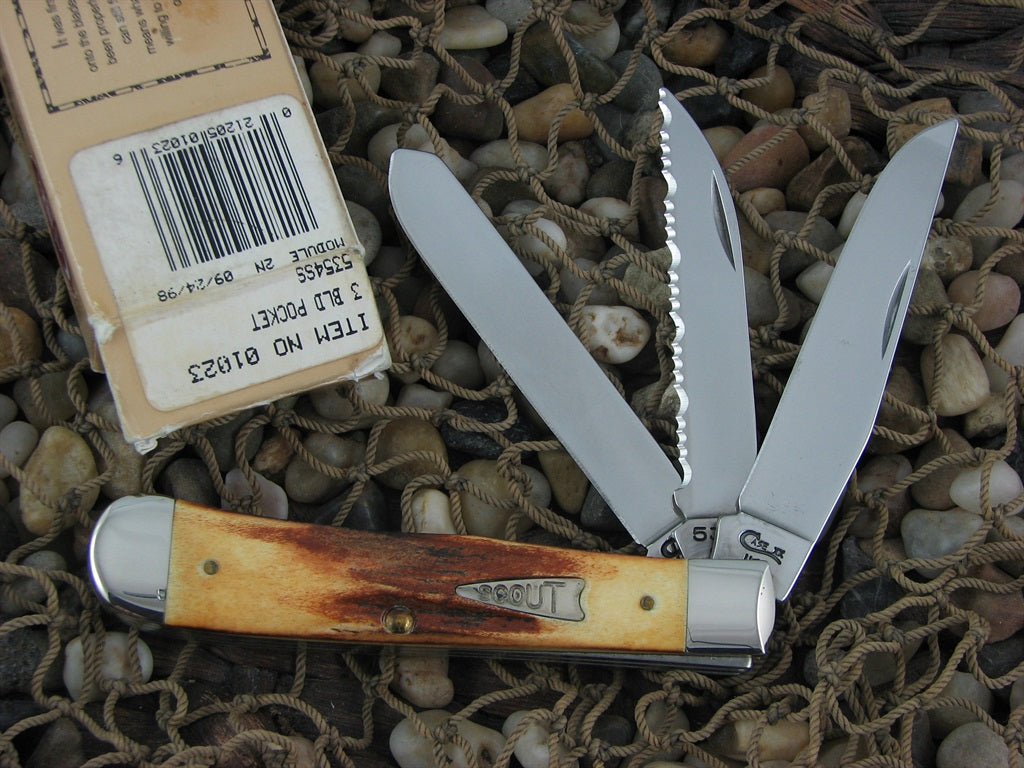 Case Knives 1998 Burnt Stag Trapper with TruSharp steel 5354 01023