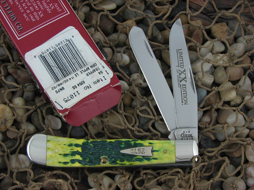 Case Knives 2002 Green Apple Bone Trapper with TruSharp steel 6254 11075