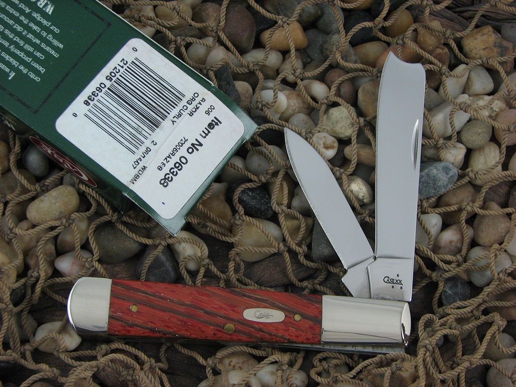 Case Knives 2007 Orange Curly Maple Razor with TruSharp steel 72005RAZ 06338