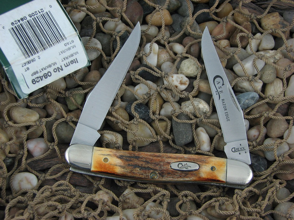 Case Cutlery 2007 Burnt Stag Muskrat with TruSharp steel 08429