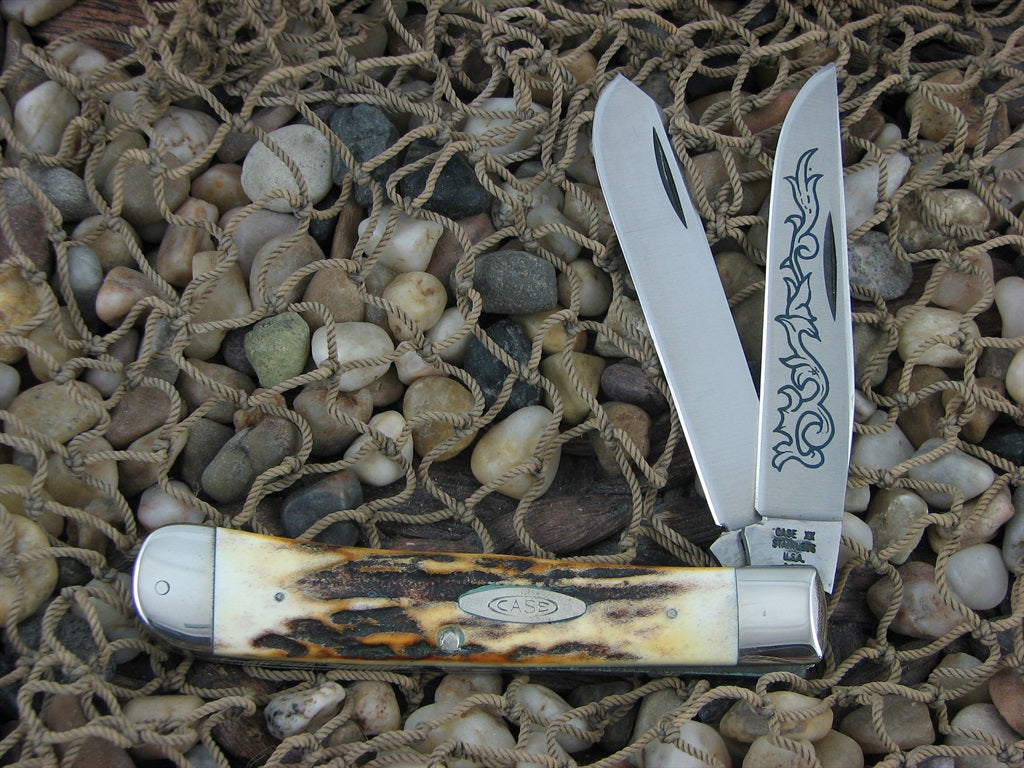 Case Cutlery 1977 Burnt Stag Trapper with TruSharp steel 5254 