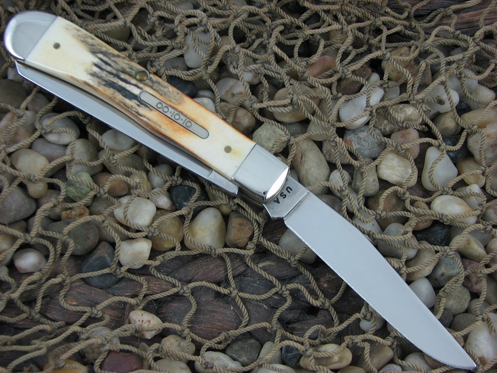 Case Cutlery 2000 Born on 01-01-00 Burnt Stag Trapper TruSharp 5254