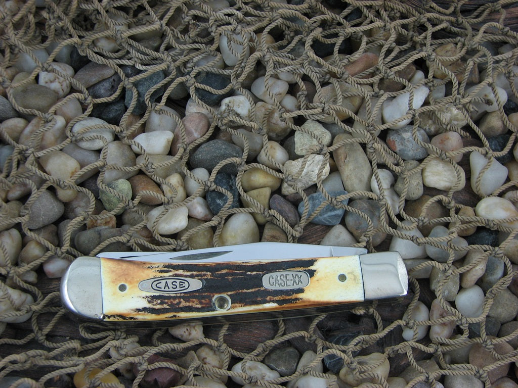 Case Cutlery 1996 Shield Transition Burnt Stag Trapper TruSharp 5254