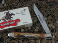 Winchester Knives 1989 Burnt Stag Banana Trapper with Carbon steel 1950 