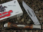 Winchester Knives 1991 Burnt Stag Large Coke Bottle with Carbon steel 1920S 