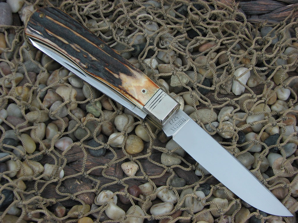 Case XX Classic 1993 Zipper Burnt Stag Bullet Trapper with Carbon steel 5223