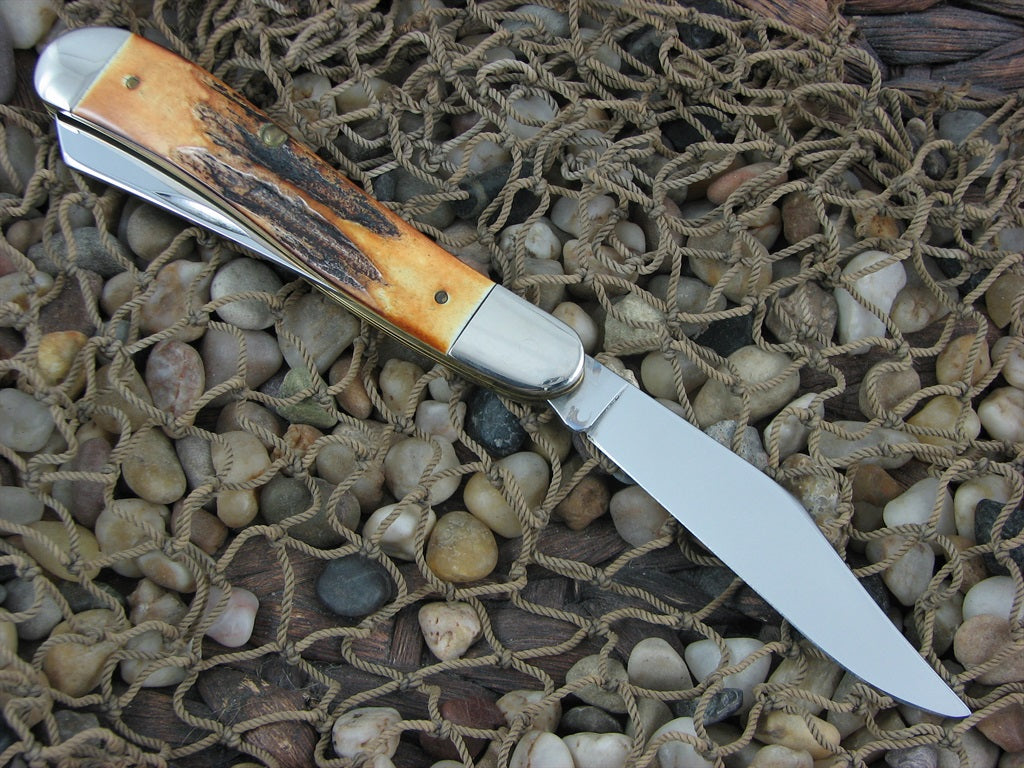 Case Cutlery Red Fox 1988 Burnt Stag Dogleg Trapper with TruSharp steel 5240