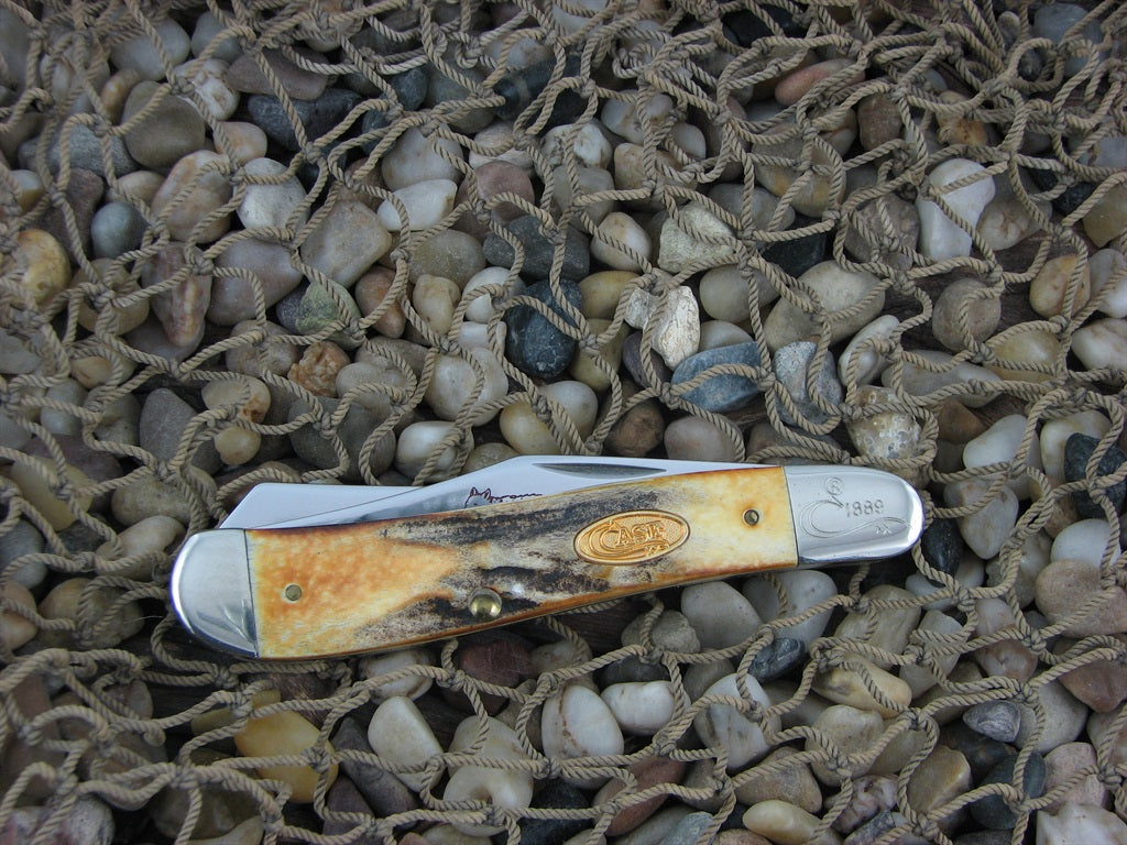 Case Cutlery Red Fox 1988 Burnt Stag Dogleg Trapper with TruSharp steel 5240