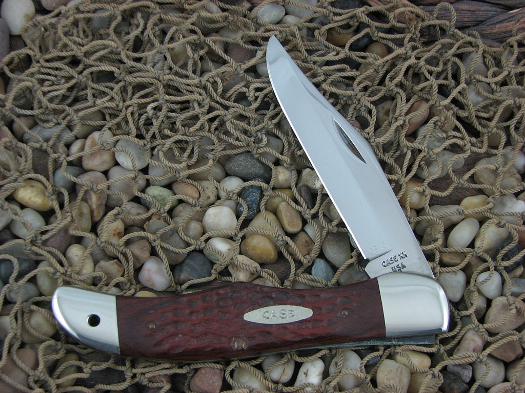 Case Cutlery 1979 Jigged Wood Folding Hunter with Carbon steel 6165SAB 