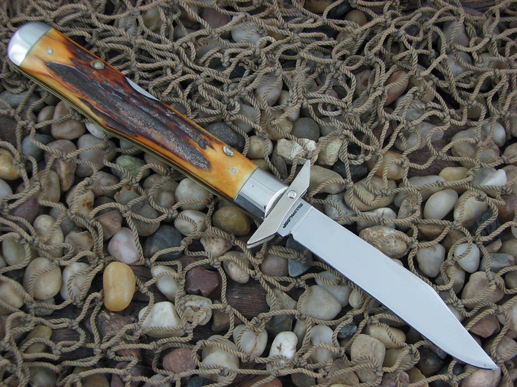 Case Cutlery 1977 Burnt Stag Cheetah with TruSharp steel 5111 1/2 Blue Scroll NM