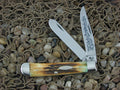 Case Cutlery 1977 Burnt Stag Trapper with TruSharp steel 5254 Blue Scroll