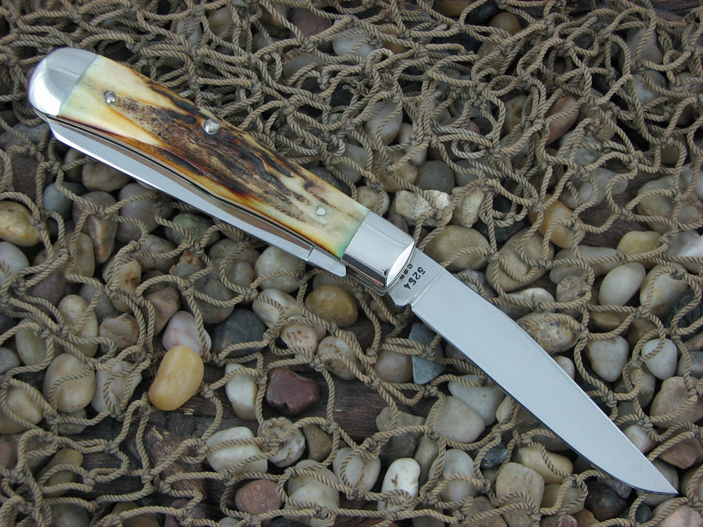 Case Cutlery 1977 Burnt Stag Trapper TruSharp 5254 Blue Scroll