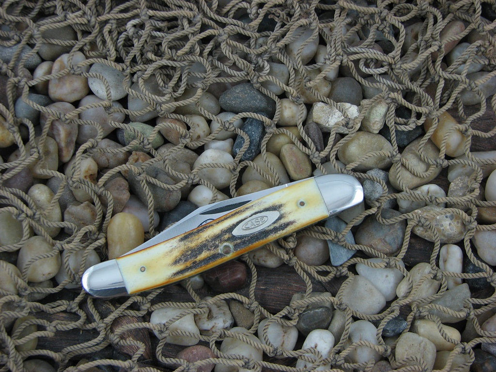 Case Cutlery 1977 Burnt Stag Jack with TruSharp steel 52087 Blue Scroll