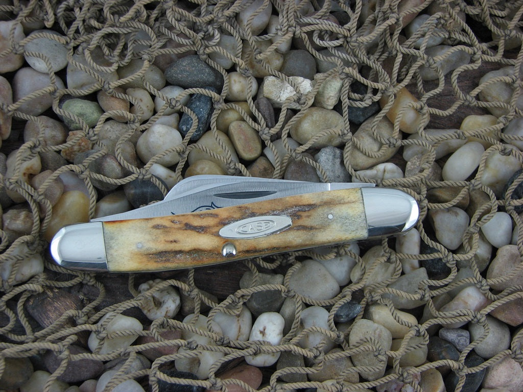 Case Cutlery 1977 Burnt Stag Stockman with TruSharp steel 5347 Blue Scroll