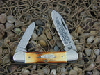 Case Cutlery 1977 Burnt Stag Canoe with TruSharp steel 52131 Blue Scroll
