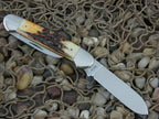 Case Cutlery 1977 Burnt Stag Canoe with TruSharp steel 52131 Blue Scroll