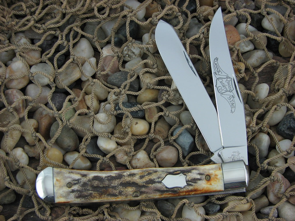 Queen Cutlery  Burnt Stag Trapper with D2 steel  