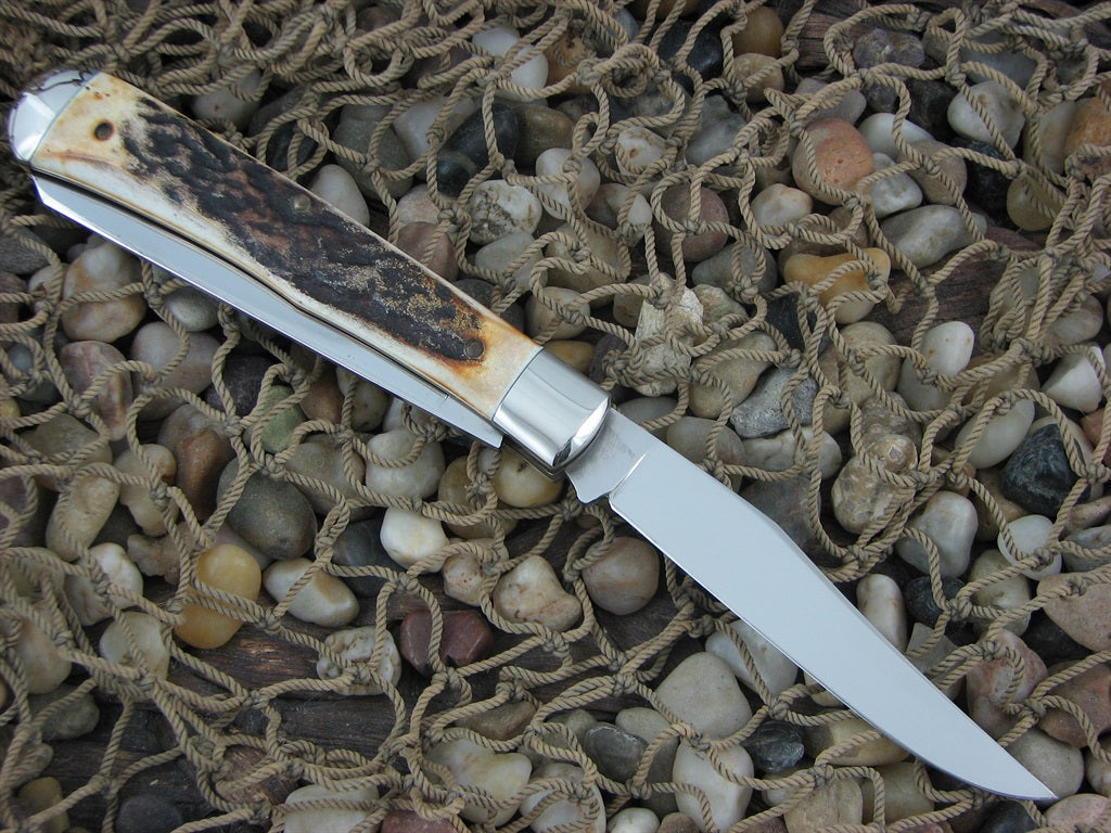 Queen Cutlery  Burnt Stag Trapper with D2 steel